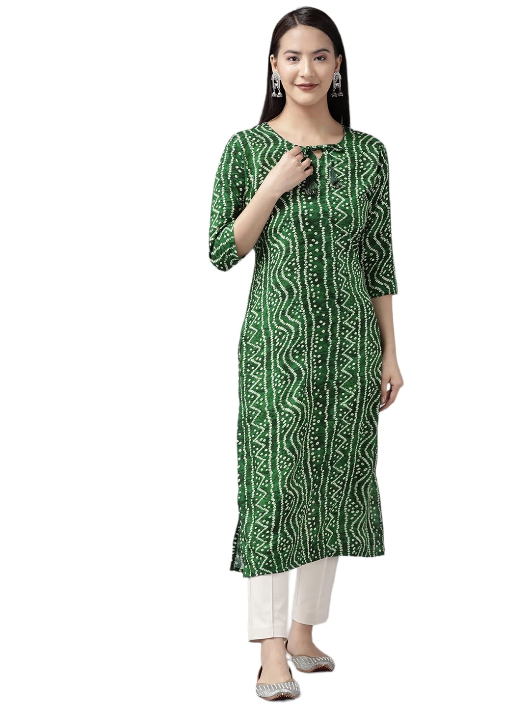 Aarika WomenS Cotton Regular Tunic Shirt (Kurti-W-Sm-7060_Green