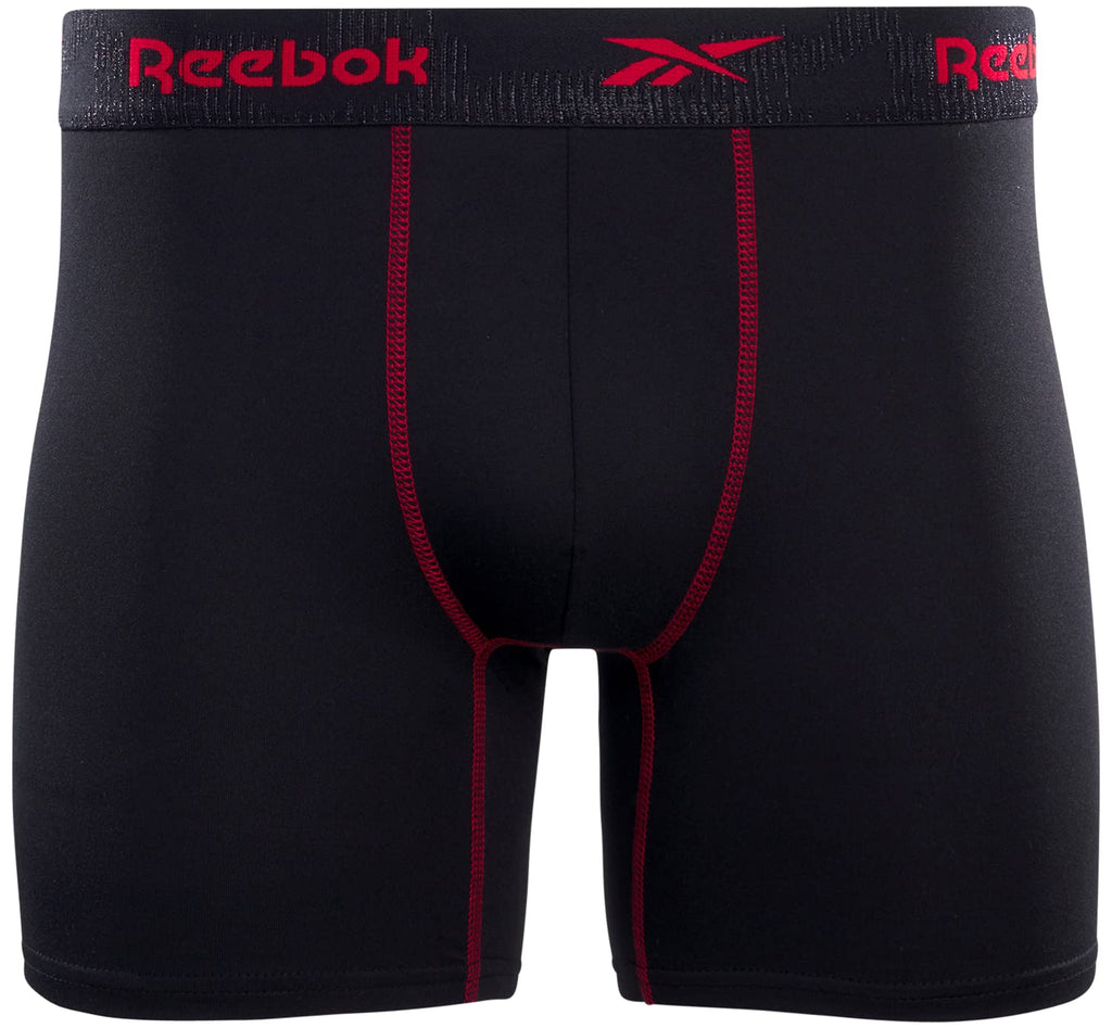 Reebok Men's Active Underwear - Sport Soft Performance Boxer Briefs (4 Pack), Size Medium, All Black