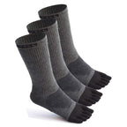 Toe Socks Cotton Running Athletic Socks Midweight Crew Five Finger Socks 3 Pairs,Size 7-11