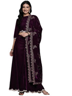 Libas Womens Solid Velvet Co-Ord Set For Women
