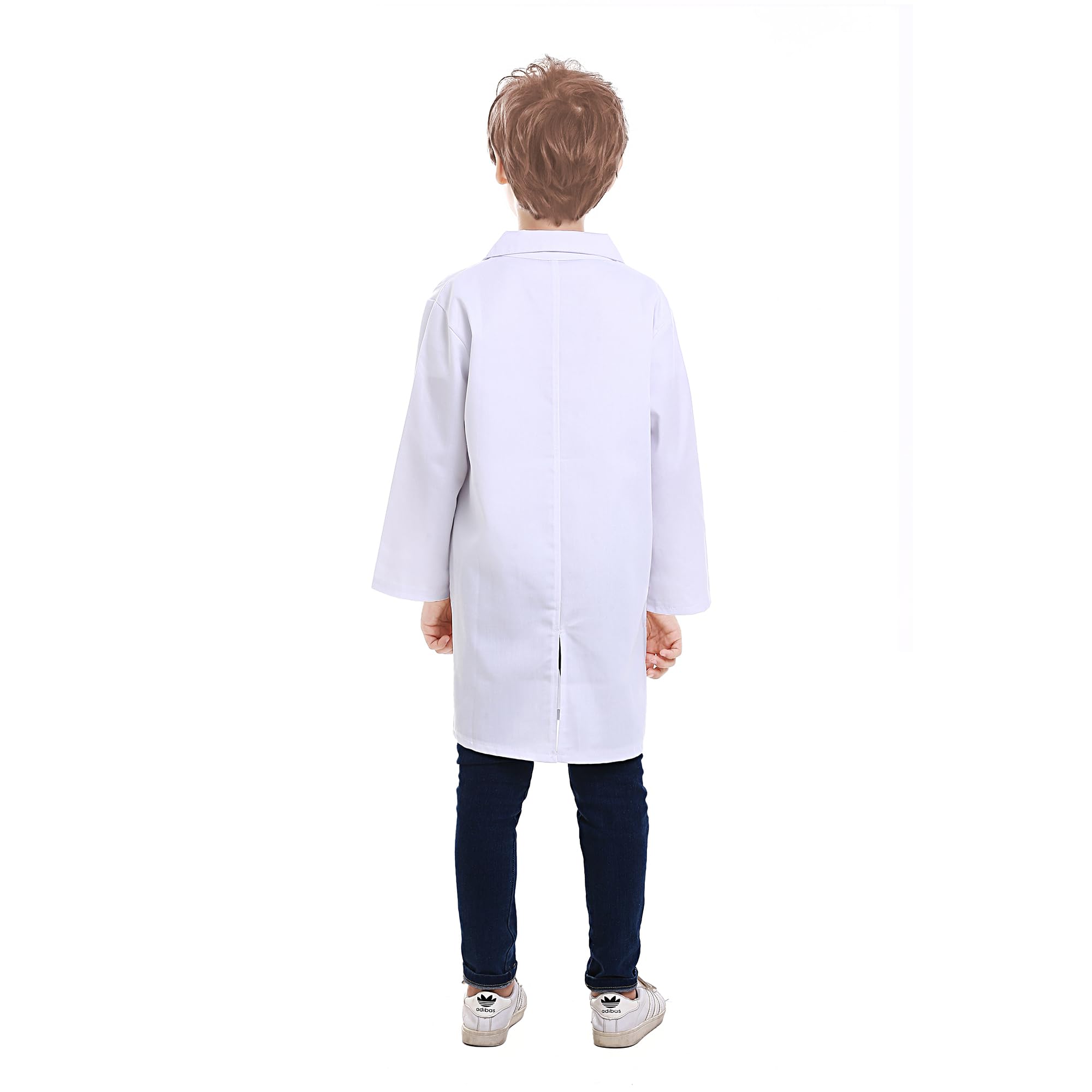 TopTie Kids Lab Coat for School Scientists Halloween Costume-White-10/12