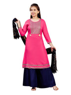 Aarika Girls Gajri Colour Printed Cotton Kurti (10-15 Years)