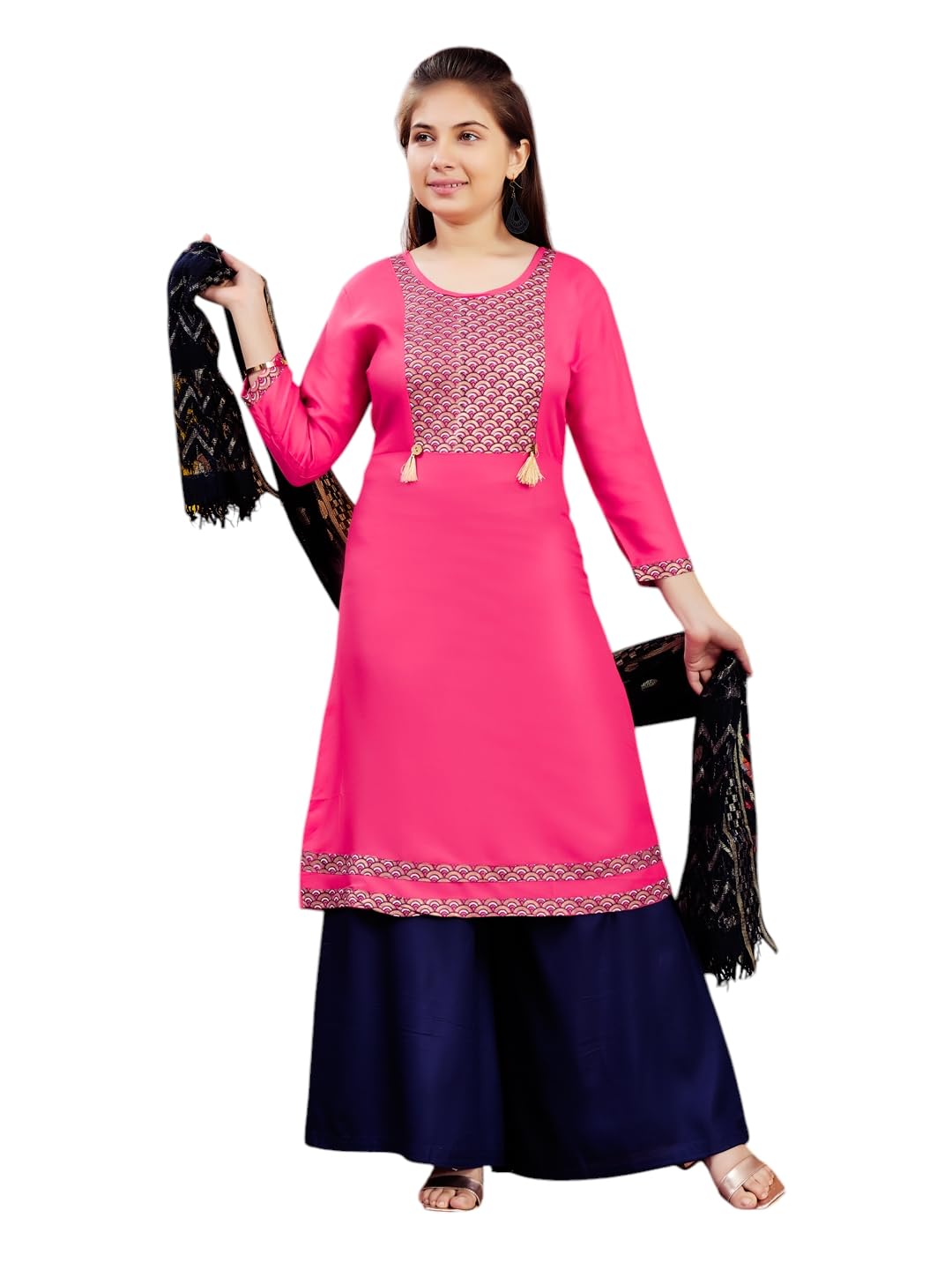 Aarika GirlS Cotton Regular Tunic Shirt (Kurti-E-22_Gajri_38)
