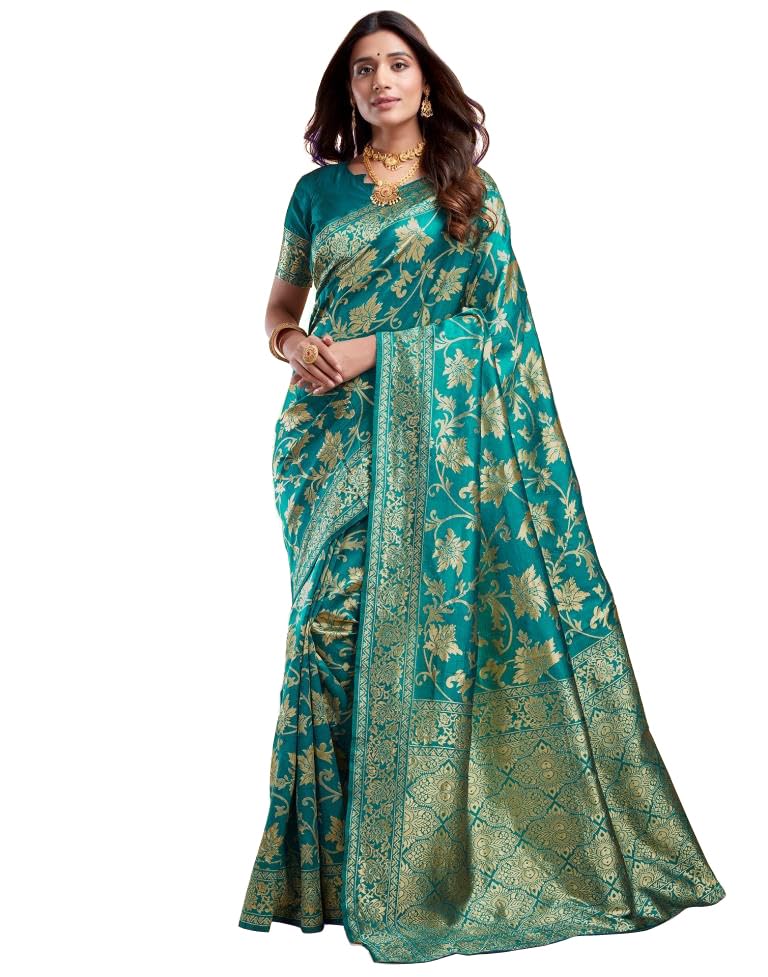 Sugathari Womens Pure Kanjivaram Silk Saree Banarasi Silk Saree With Blouse Piece (SAM PARI S-7) (Rama Green)