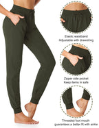 SEVEgO Lightweight Womens 34 Tall Inseam cotton Soft Jogger with Zipper Pockets cargo Pants Army green X-Small