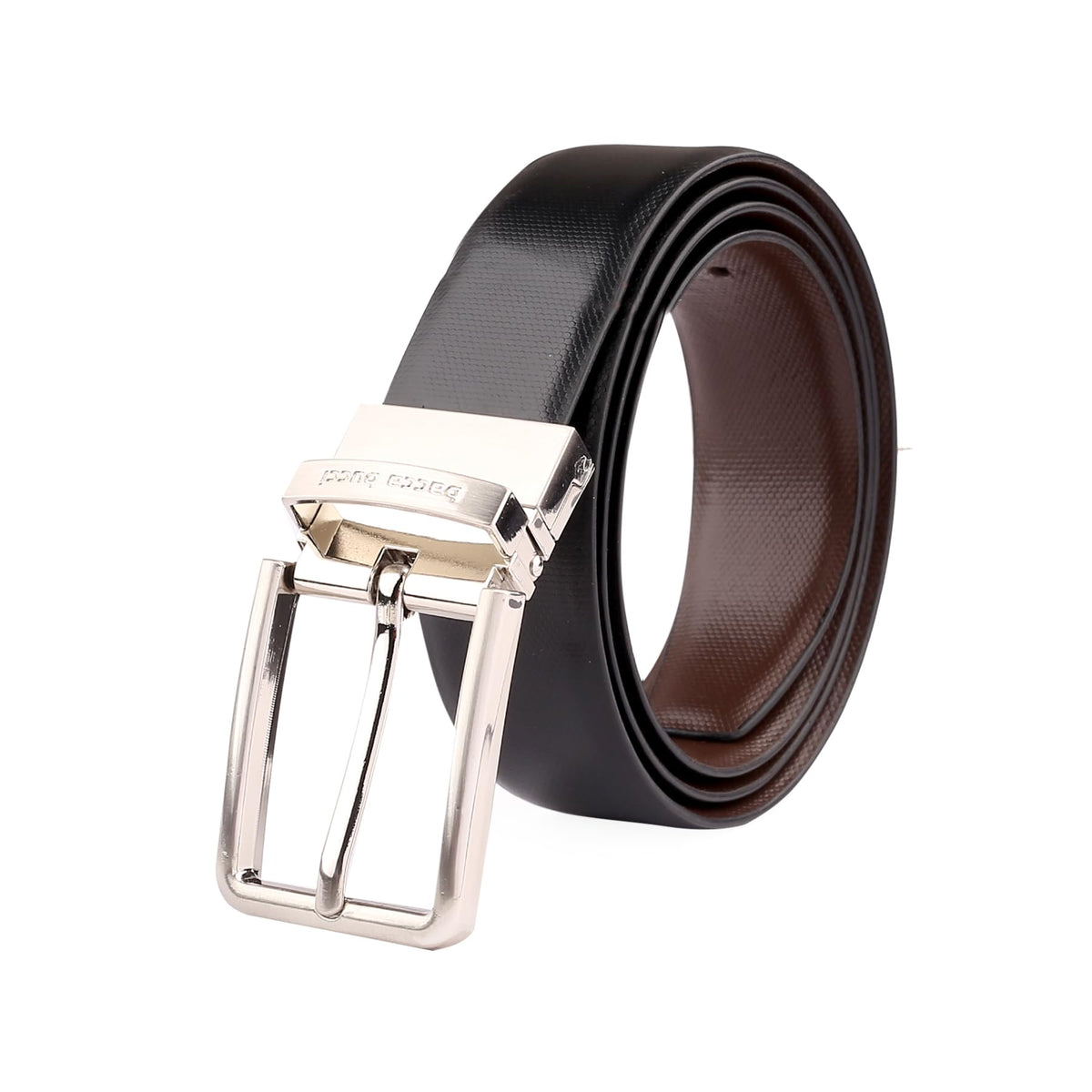 Bacca Bucci  MenS Italian Top Grain Genuine Leather Reversible Classic Dress Belt With Rotating Metal Buckle (Black/Brown) 28-30