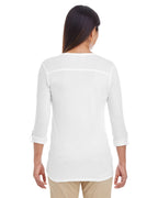 Ladies Perfect FitY-Placket convertible Sleeve Knit Top - WHITE - XS(D0102H7YEAX)