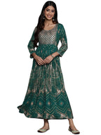 Libas WomenS Viscose Rayon Fit And Flare Maxi Casual Dress (23738O_Green