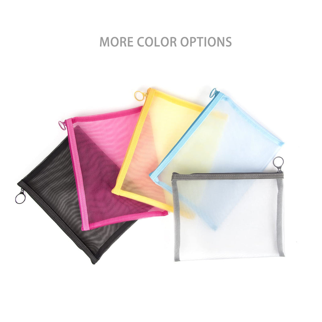 patu Zipper Mesh Bags, Size L / A5, 5 Pieces, Beauty Makeup Cosmetic Accessories Organizer, Travel Toiletry Kit Set Storage Pouc