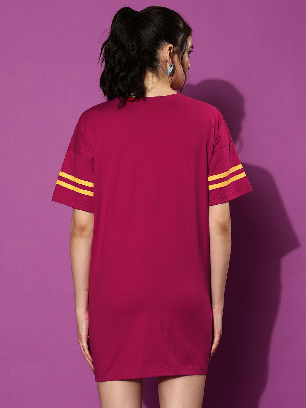 Juneberry Women Cotton Regular Fit Graphic Print Magenta Dress (Jbdr_0323_2015_Pk_L)