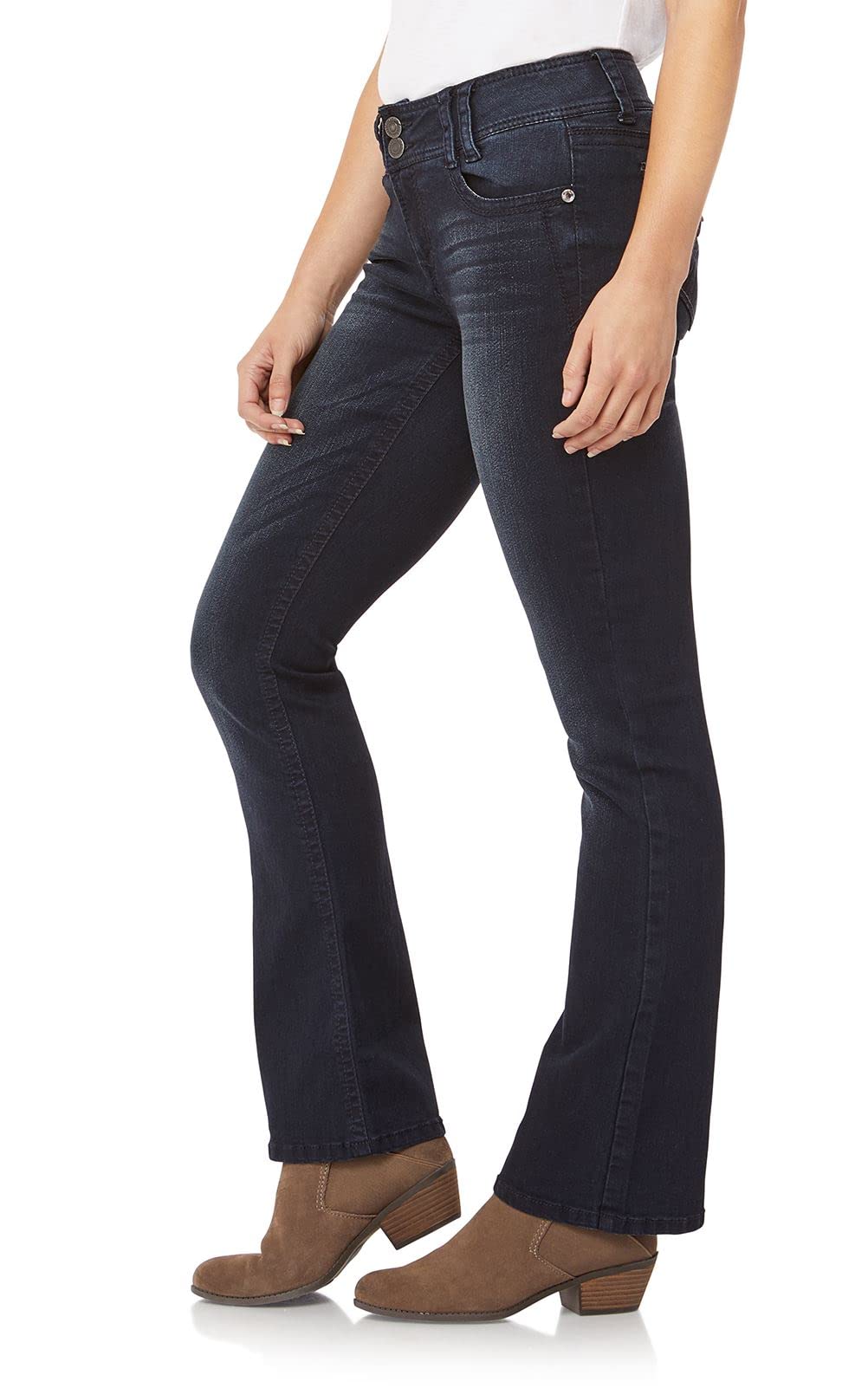 WallFlower Women's Luscious Curvy Bootcut Mid-Rise Insta Stretch Juniors Jeans (Standard and Plus), BlackBerry, 11 Long