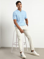 Nobero MenS Self Design Regular Fit Polo Shirt (1M-Twpo-R0016_Powder Blue