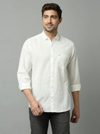 Thomas Scott 100% Cotton Slim Fit Solid Cutaway Collar Full Sleeve Casual Shirts for Mnes White