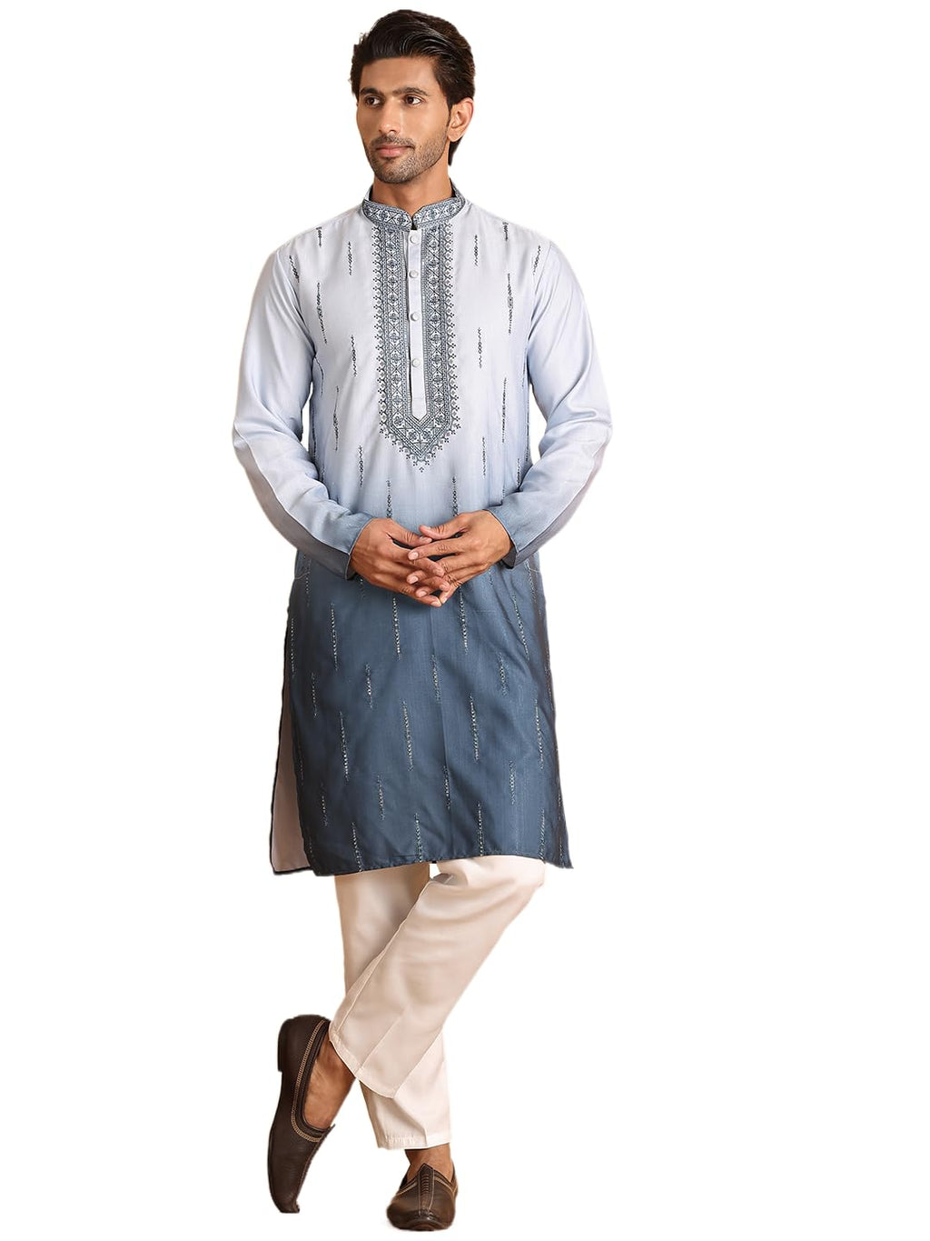 Jompers Mens Ombre Printed Straght Kurta Pyjama Set