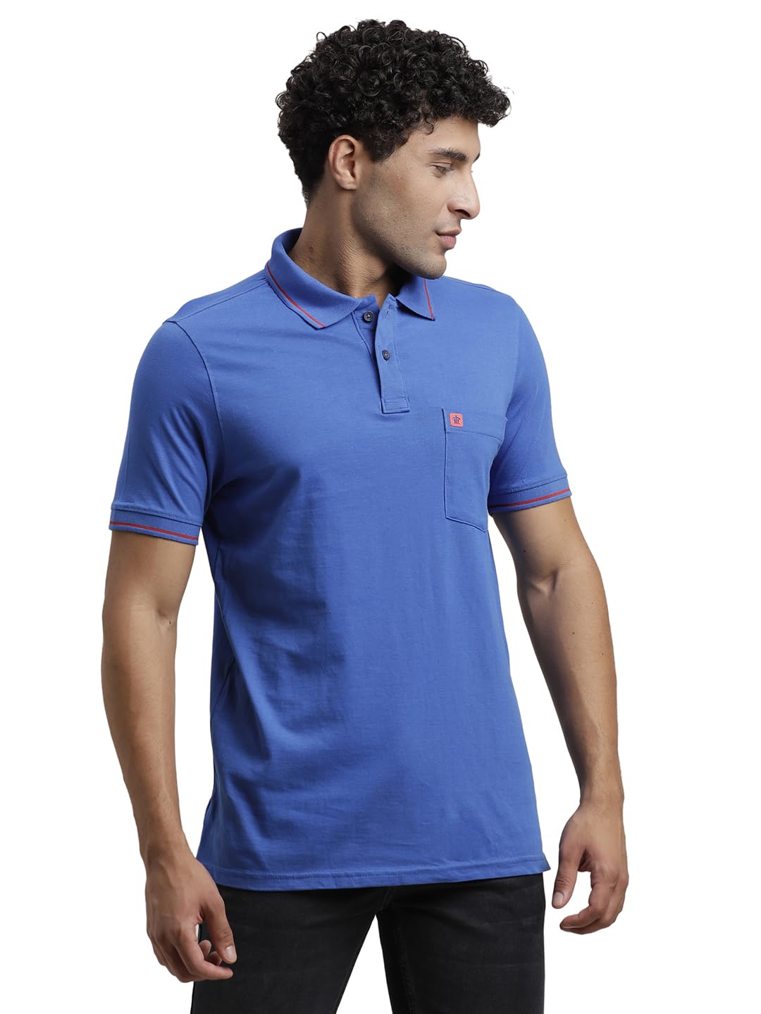 Turtle Men 100% Cotton Solid Blue Polo Tshirt