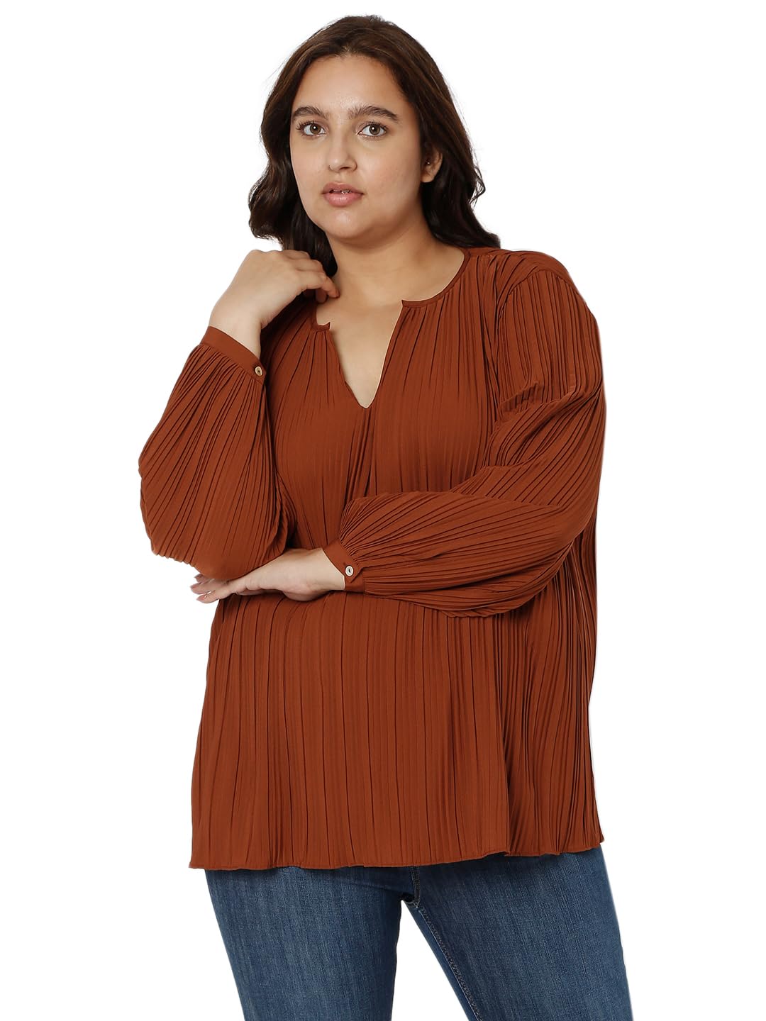 Vero Moda Curve Regular Fit Top(155685901_Cinnamon_L)
