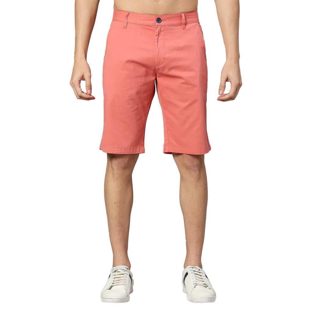 Thomas Scott Mens | 100% Cotton | Solid | Above Knee | Button Closure | Chino | Casual Shorts for Men Coral