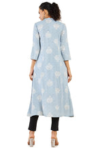 Soch Women Light Blue Rayon Printed Kurta