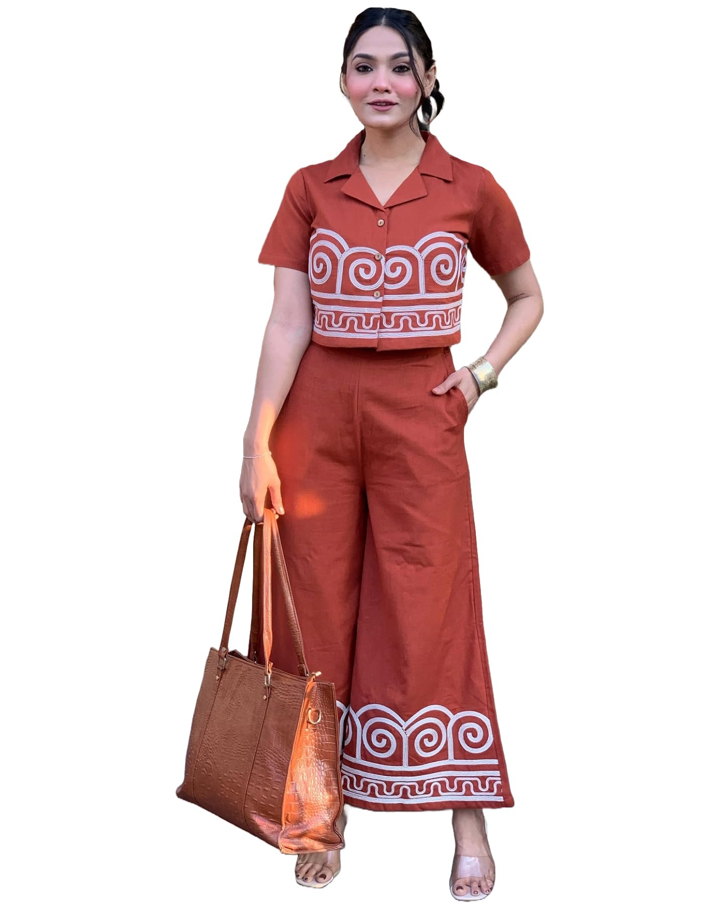 Anni Designer Women'S Rayon Viscose Straight Printed Kurta With Palazzo (Simla Rust_5Xl_Rust_Xxxxx-Large)