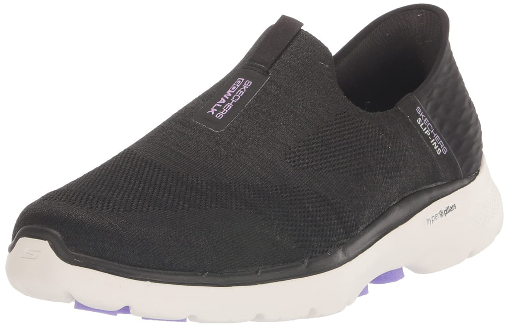 Skechers Women's Hands Free Slip-ins Go Walk 6-Fabulous View Sneaker, Black/Lavender, 8.5 Wide