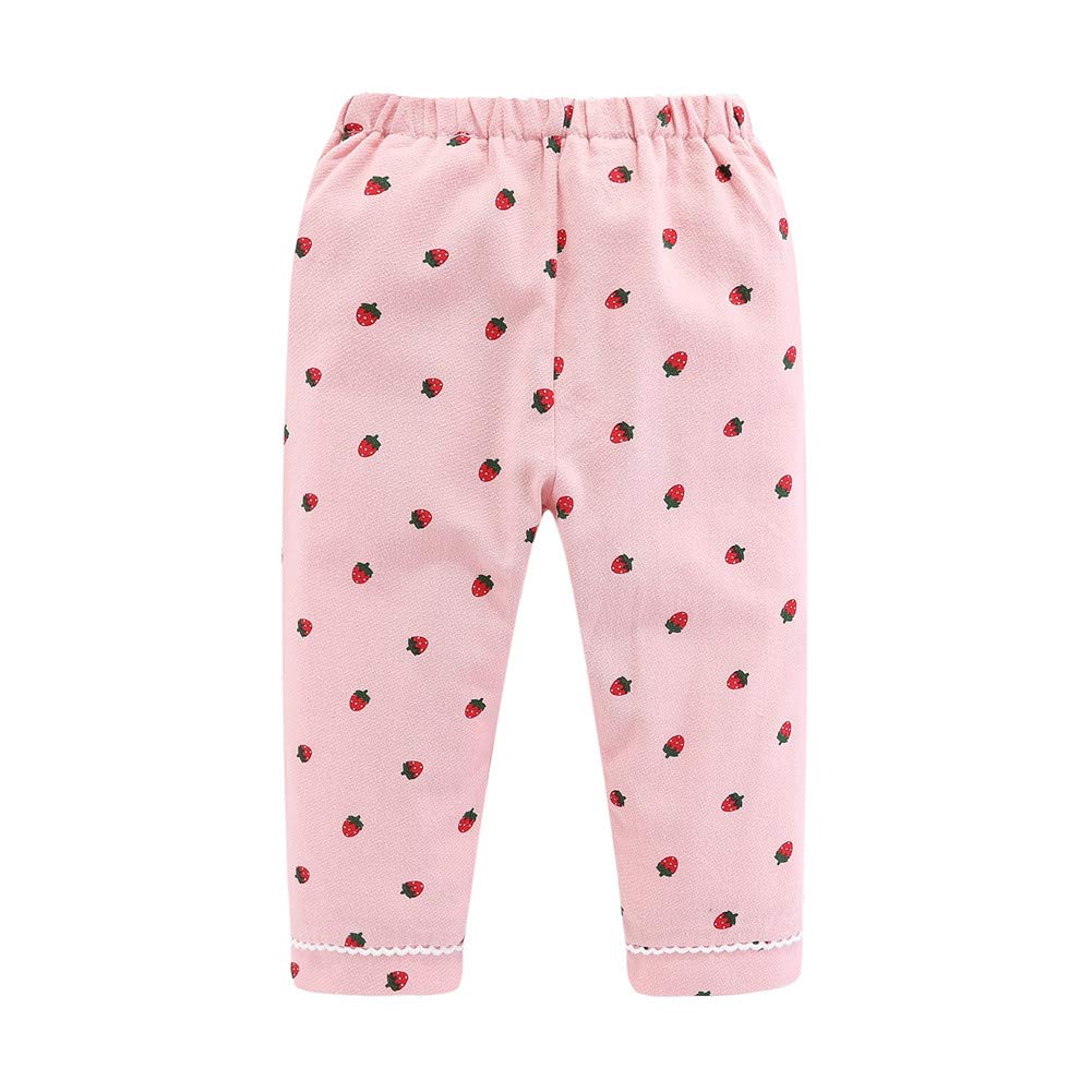 Mud Kingdom Pajamas for Girls Toddler Long Sleeve Sleepwear 100% Cotton Breathable Strawberry Pattern Pink 7-8 Years