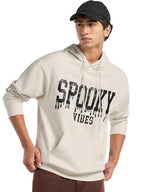 Bewakoof Heavy Duty 1.0 MenS Typography Oversized Fit Full Sleeve Hooded Fleece Hoodies_651053_Beige_Xl