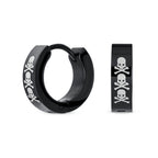 Unisex Biker Jewelry Small Halloween Skull Hoop Kpop Huggie Earrings For Men Women Teen Black IP Stainless Steel