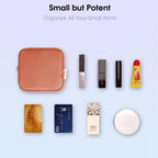 Wandering Nature Small Makeup Bag for Purse Mini Make up Pouch Cute Cosmetic Pouch for Women with Slip-in Pockets Eco Vegan Leat