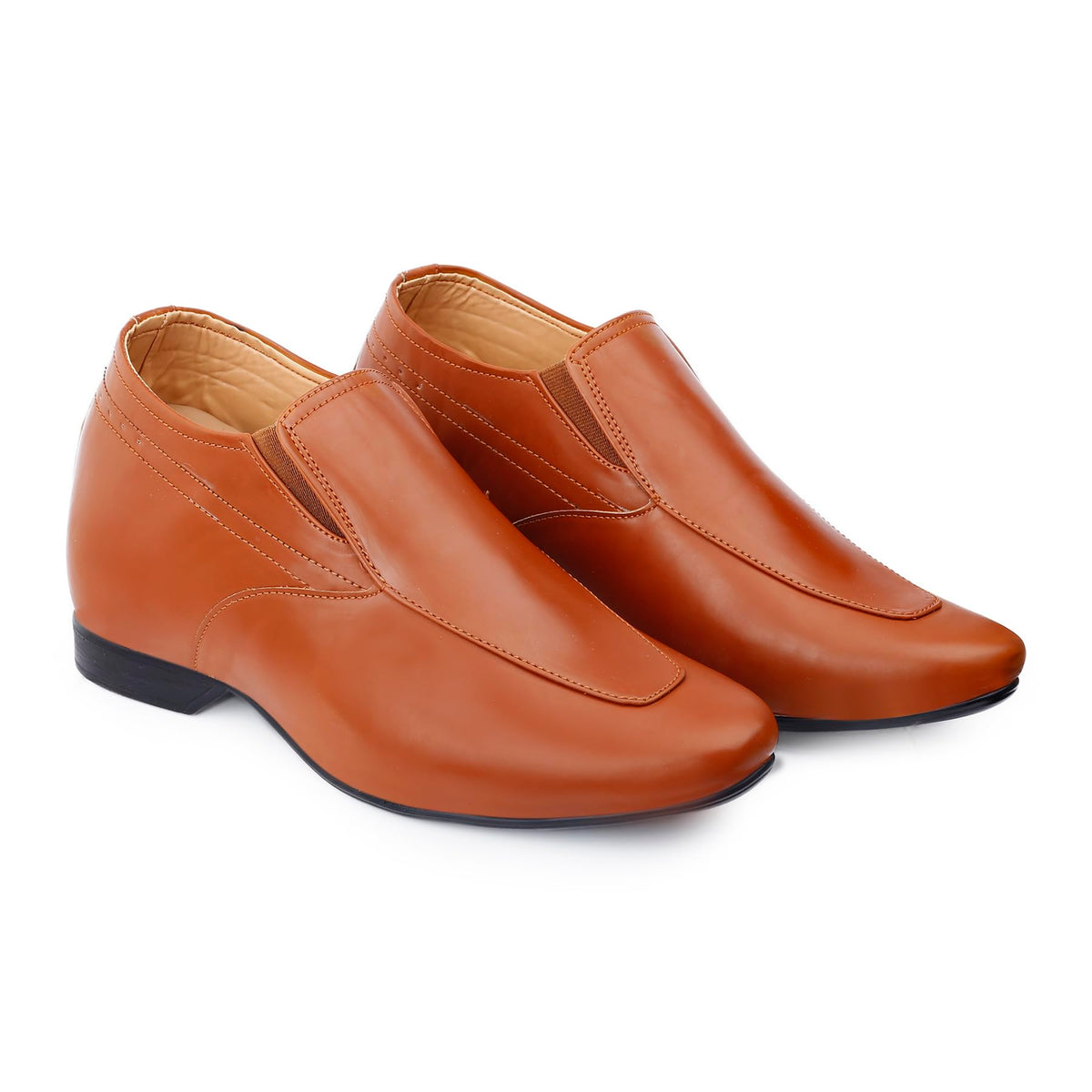 YUVRATO BAXI Mens 3.5 Inch Hidden Height Increasing Faux Leather Material with Brown Casual Formal Slipon Office Wear Shoes. 8 8