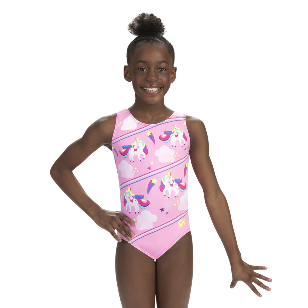 GK Stars Gymnastics & Dance Leotard for Girls and Toddlers - Activewear One Piece Outfit in Fun Colorful Prints (Child Large, Un
