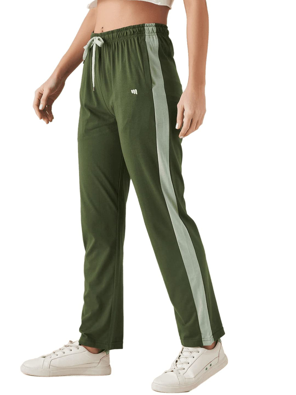 Modeve Striped Women Olive Track Pant