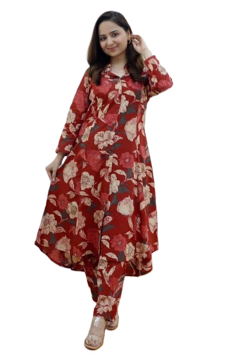 Leriya Fashion Rayon Ethnic Co Ord Set for Women Kurta Set for Women | 2 Piece Kurta Set | Kurta with Pant for Women (Large, Mar