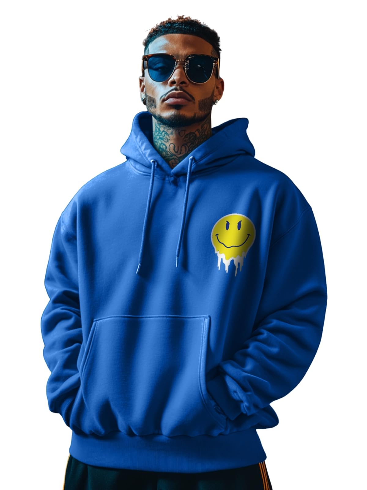 Veirdo Men's Cotton Poly Fleece Oversized Fit Graphic Hoodie