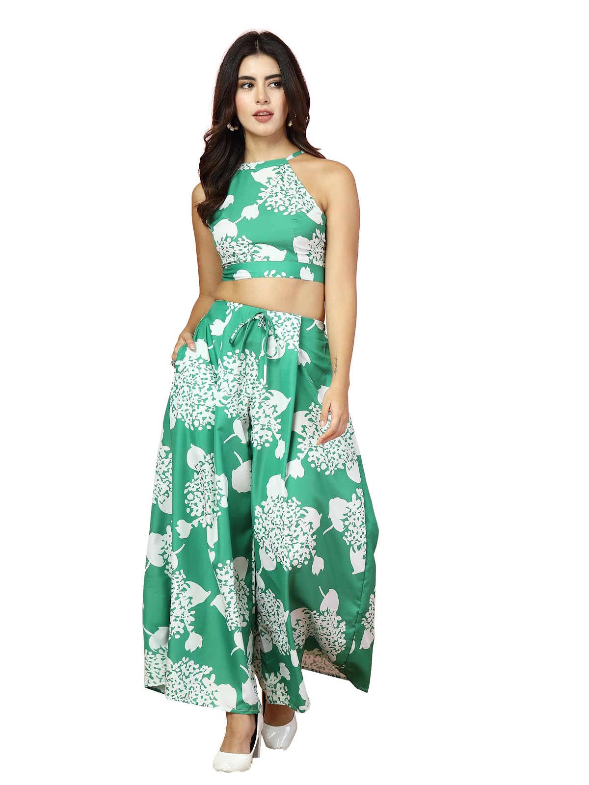 Oomph! WomenS Crepe Top And Trouser Pant Set |Two Piece Co-Ord Set | Wester Wear Regular Fit | Stylish Multipurpose Top - Botto