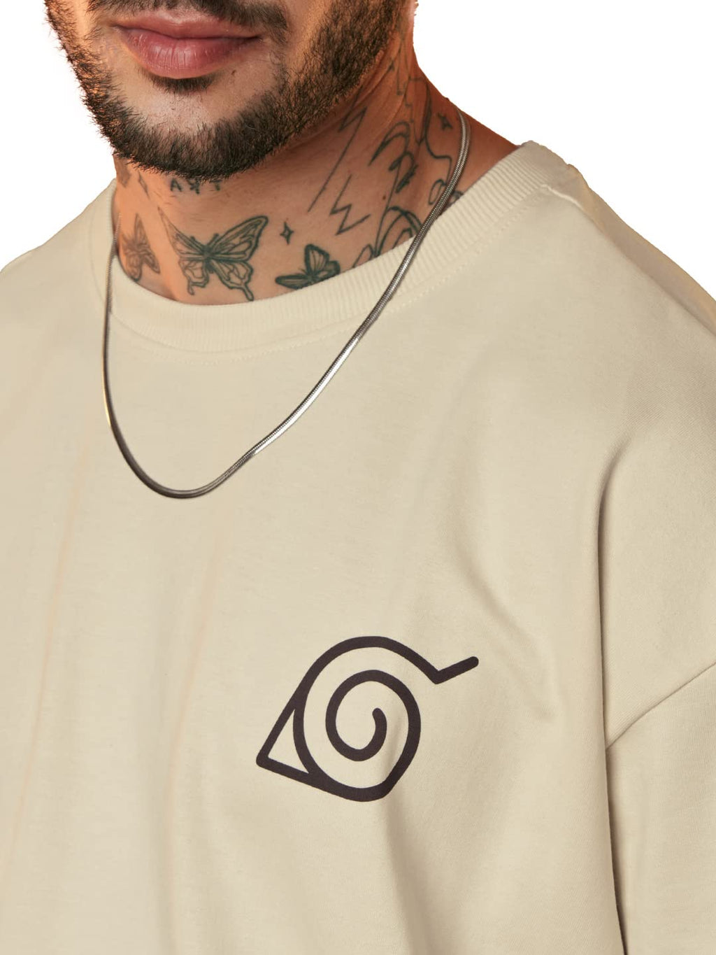 The Souled Store| Official Naruto: Yin-Yang Mens and Boys T-Shirts|Half Sleeve|Oversized fit Graphic Printed|100% Cotton Off Whi