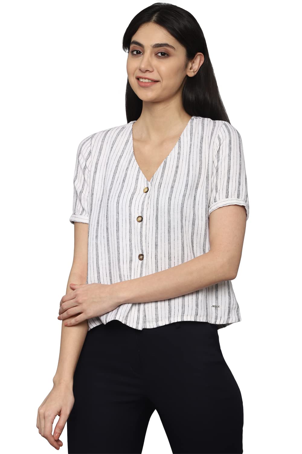 Allen Solly Women Regular Fit Striped T-Shirt