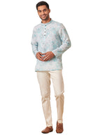 Manyavar Mens Short Kurta, Full Sleeves Mandarin Collar Ethnic Waist Length Kurta Only, Kurta for Festival, Wedding, Blended Co