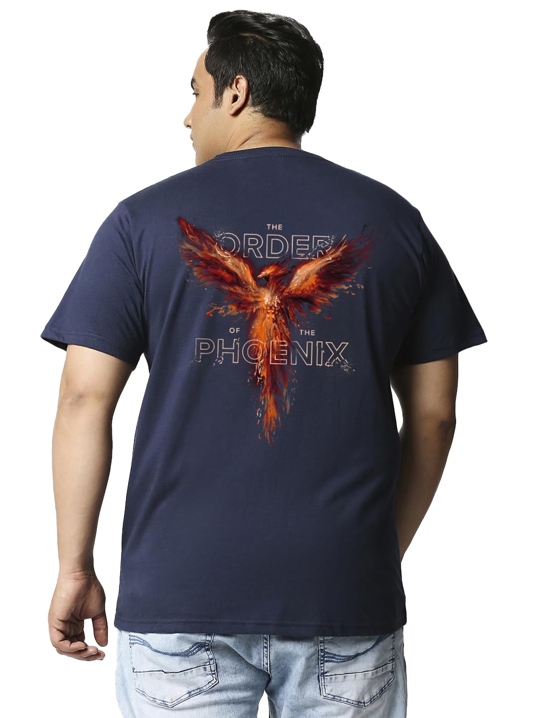 Bewakoof Official Harry Potter Merchandise Mens Graphic Printed Regular Fit Plus Size T-Shirt_625665_Blue_4XL