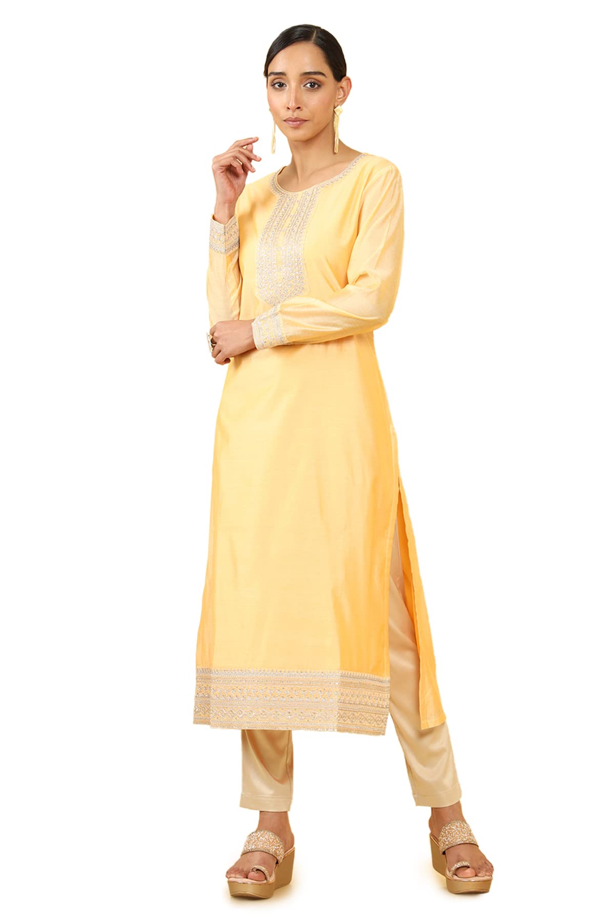 Soch Women Chanderi Solid Kurta
