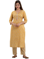 Rytras Women'S Rayon Printed Straight Kurti With Palazzos And Dupatta Set