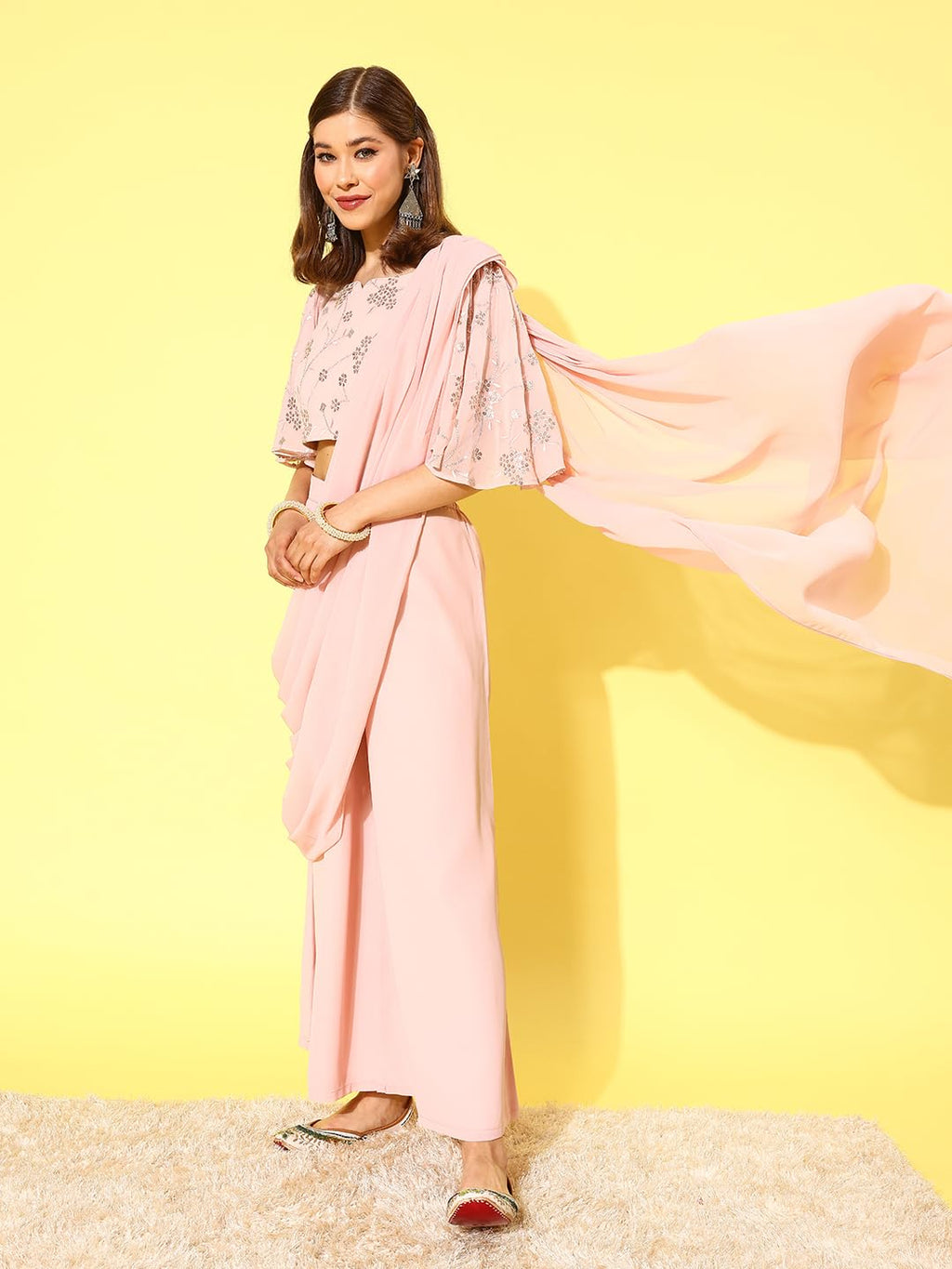 Libas WomenS Georgette Saree (34448_Pink)