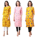 Lookmark Womens Printed Crepe Kurti Combo Pack Of-3(K1020-K1037-K1039-M)