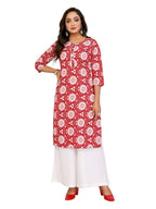 rangita Maroon Rayon Straight Printed Knee Length Kurti | Kurta for Women_S