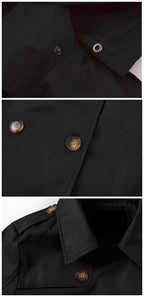 Chrisuno Women Long Trench Coat Front Zipper Up Tailcoat Jacket Dress Coat Travel Peacoats Black 2XL