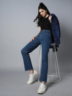 High Star Women Straight Fit High-Rise Clean Look Stretchable Jeans