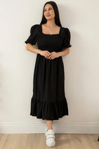 Sheetal Associates Women Casual Regular Sleeves Crepe Solid Fit and Flare Dress