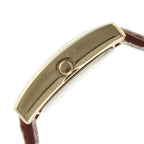 Peugeot Women's Classic 14Kt Gold Plated Watch, Rectangular Tank Shape Case with Leather Band and Easy to Read Dial