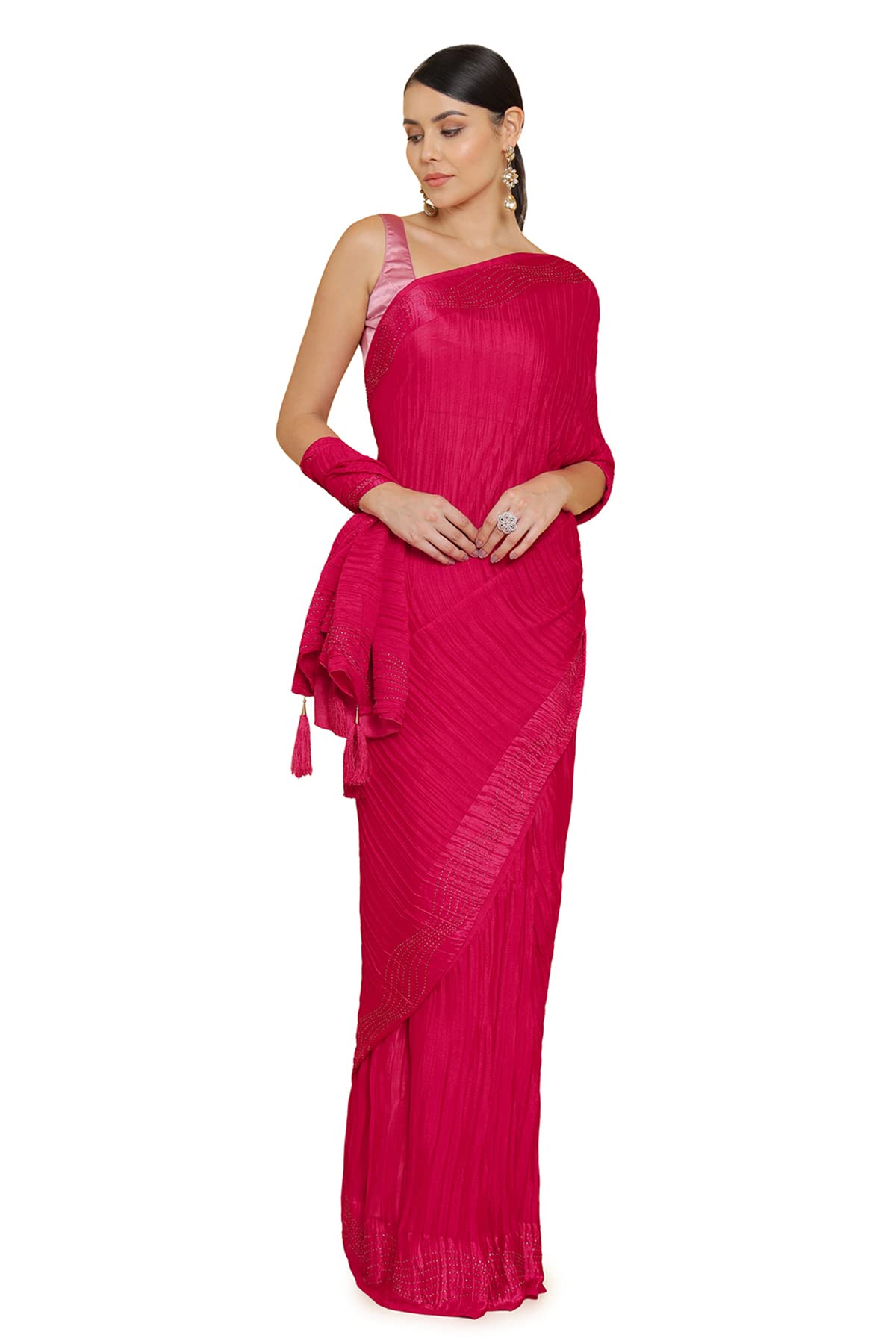Soch Women Chiffon Solid Saree