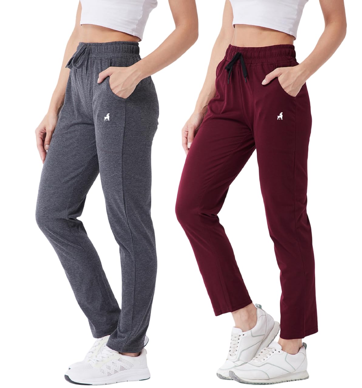 Modeve  Women Cotton Blend Pack of 2 Track Pant for Summer || Women Lower || Women Pyjama || Lounge Pants_Grey and Wine_X-Large