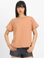 Juneberry Pure 100% Cotton Oversized Loose Baggy Fit Round Neck With Drop Shoulder Lilac & Maroon & Cork Half Sleeves Boyfriend